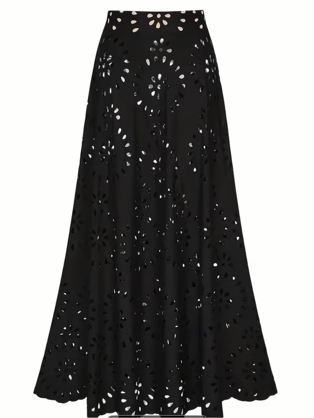 Black Laser-Cut Swim Coverup Maxi Skirt - Women - Picture 4 of 6